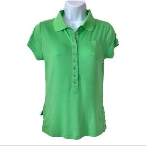 Anthropologie One Girl Who Green Short Sleeve Polo